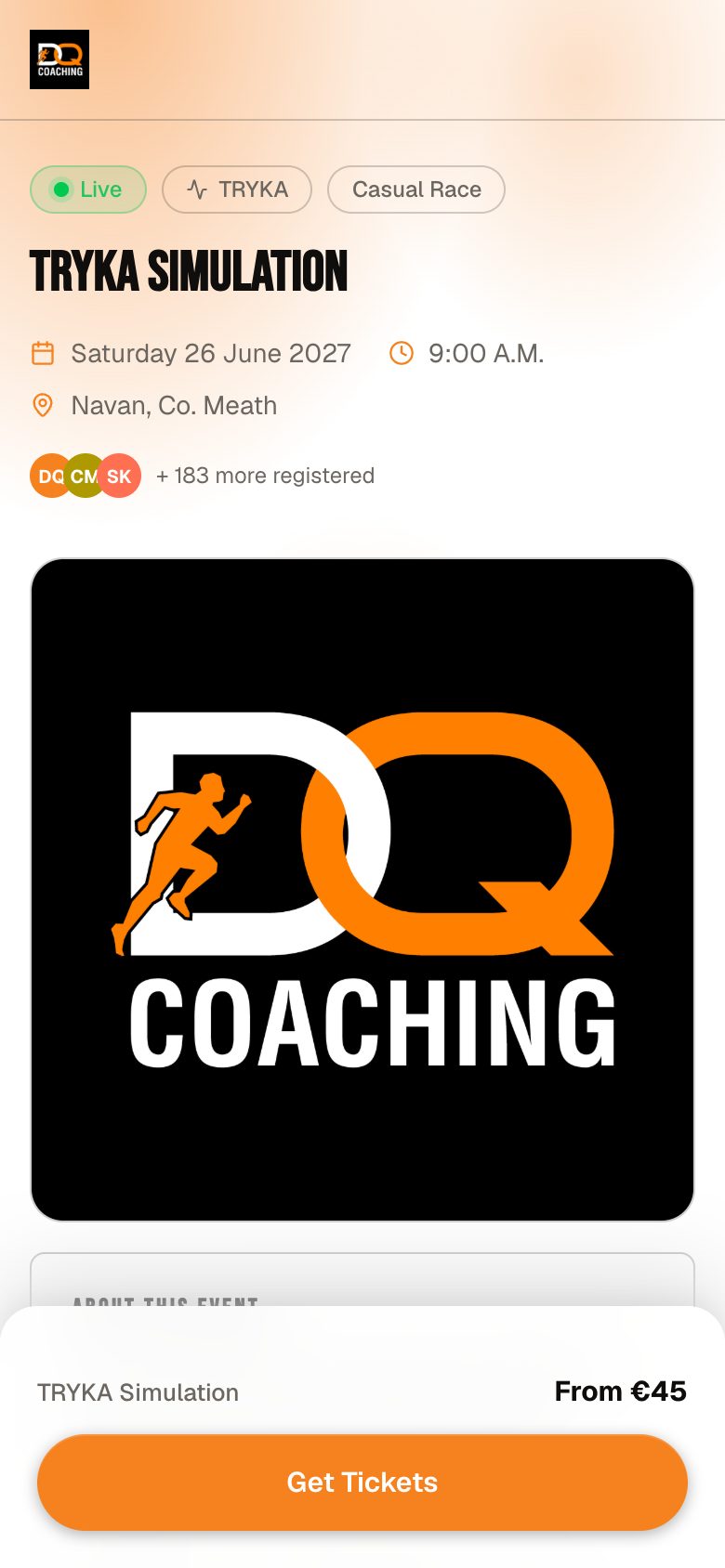 DQ Coaching event page